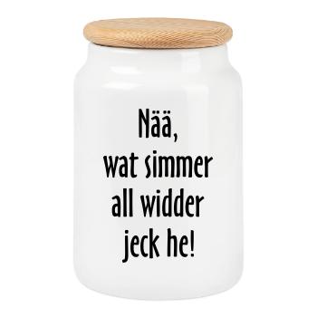 Nää, wat simmer all widder jeck he! Köln Spruch - Keksdose mit Holzdeckel - Weiß - Vorne