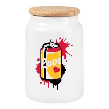 opened soda can in graffiti style - Cookie Jar with Wooden Lid - white - Front