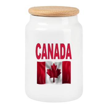 CANADA - Cookie Jar with Wooden Lid - white - Front