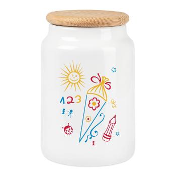 School, school start, children, back to school - Cookie Jar with Wooden Lid - white - Front