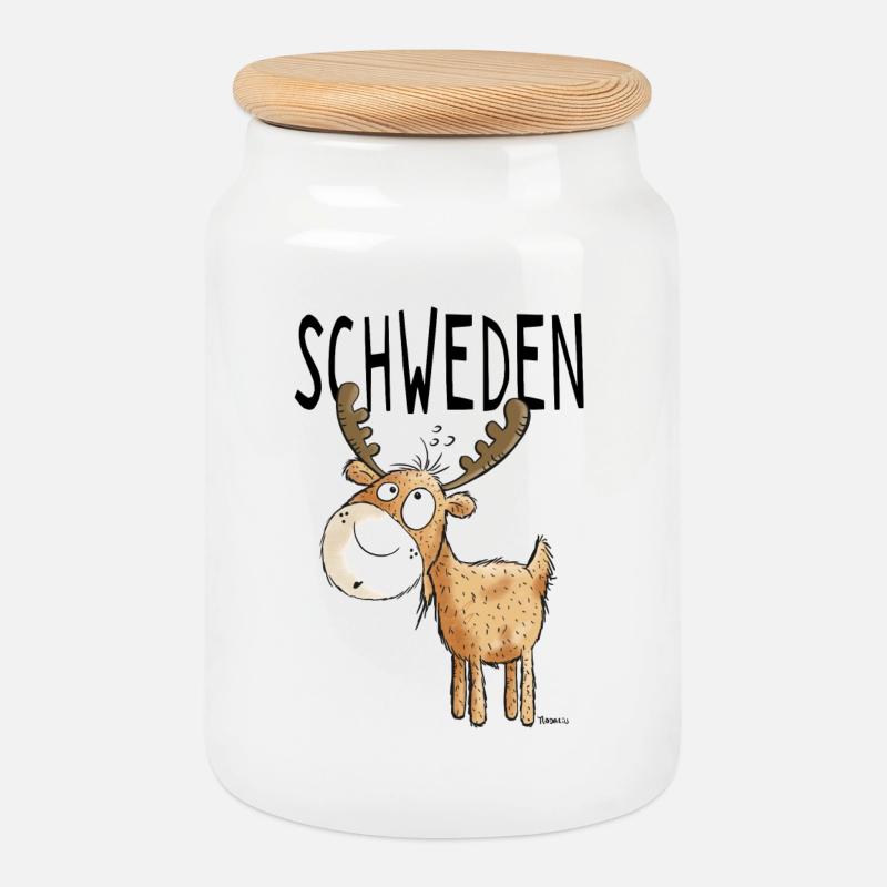 Elch aus Schweden - Elche - Hirsch - Geschenk - Keksdose mit Holzdeckel - Weiß