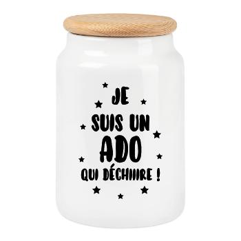 adolescent / enfant / ado / adolescente - Boîte à biscuits avec couvercle en bois - blanc - Devant