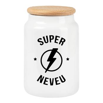 Neveu Nièce Oncle Tante Famille Bébé Noël - Cookie Jar with Wooden Lid - white - Front