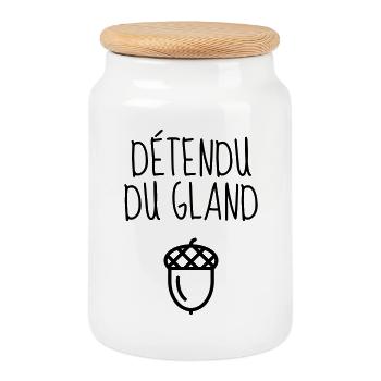 Détendu du Gland / Humour / Paresse / Cool - Boîte à biscuits avec couvercle en bois - blanc - Devant