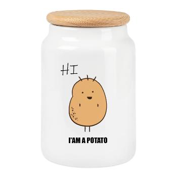 I AM A POTATO - Boîte à biscuits avec couvercle en bois - blanc - Devant