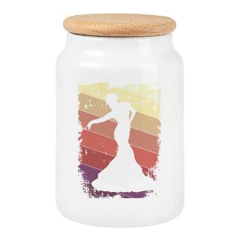 Dancing Dancer - Cookie Jar with Wooden Lid - white - Front