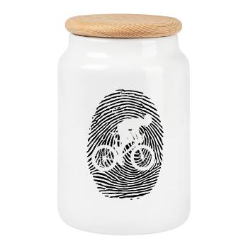 Radfahrer - Keksdose mit Holzdeckel - Weiß - Vorne