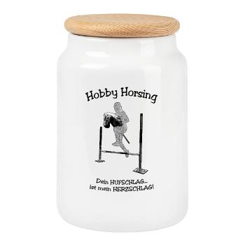 Hobby Horsing Spruch - Keksdose mit Holzdeckel - Weiß - Vorne