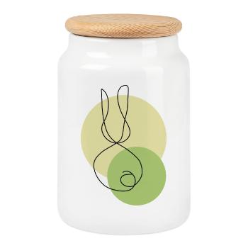 Hase lineart - Keksdose mit Holzdeckel - Weiß - Vorne