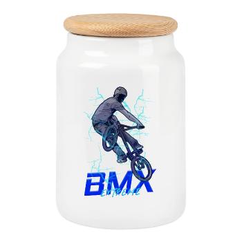 Cascade extrême néon BMX - Boîte à biscuits avec couvercle en bois - blanc - Devant