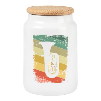 Tuba Tuba players - Cookie Jar with Wooden Lid - white - Front