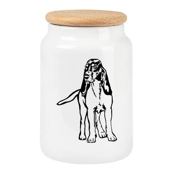 Chien de course bernois - Boîte à biscuits avec couvercle en bois - blanc - Devant