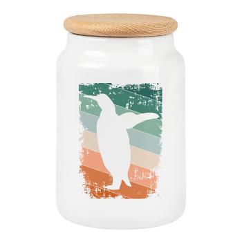 Pingouins - Boîte à biscuits avec couvercle en bois - blanc - Devant