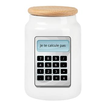 Je te calcule pas humour math matheux calculette - Boîte à biscuits avec couvercle en bois - blanc - Devant