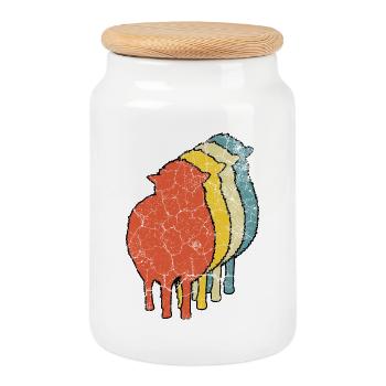 Moutons Moutons - Boîte à biscuits avec couvercle en bois - blanc - Devant