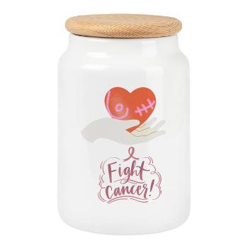Fight against cancer - Cookie Jar with Wooden Lid - white - Front