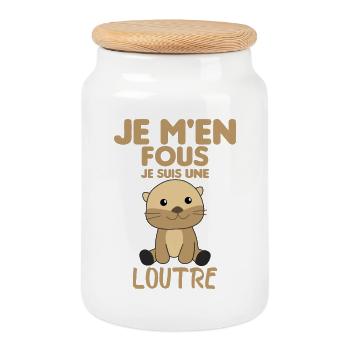 Je M'en Fous Je Suis Une Loutre Cadeau - Boîte à biscuits avec couvercle en bois - blanc - Devant