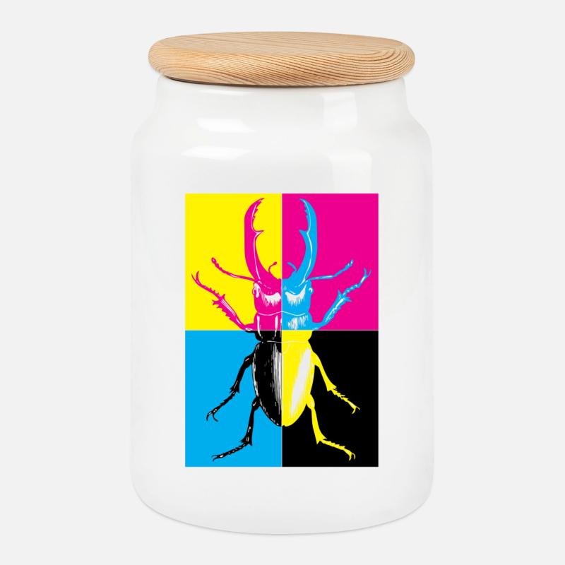 Estilo Pop Art con Escarabajo de Colores - Keksdose mit Holzdeckel - Weiß