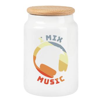 DJ Quote - Cookie Jar with Wooden Lid - white - Front