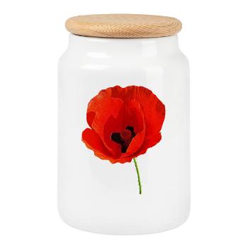 Corn poppy - Cookie Jar with Wooden Lid - white - Front