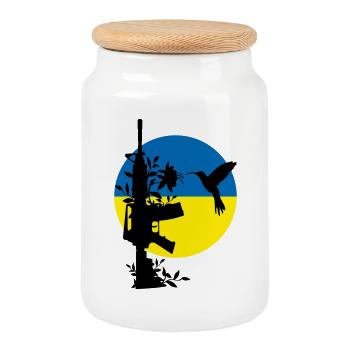 paix pas guerre ukraine - Boîte à biscuits avec couvercle en bois - blanc - Devant