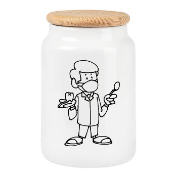 Dentiste - Boîte à biscuits avec couvercle en bois - blanc - Devant