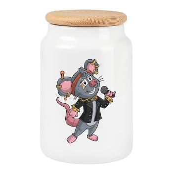 Rockerin / Maus Rockerin - Keksdose mit Holzdeckel - Weiß - Vorne