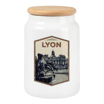 Lyon France is my hometown - Cookie Jar with Wooden Lid - white - Front