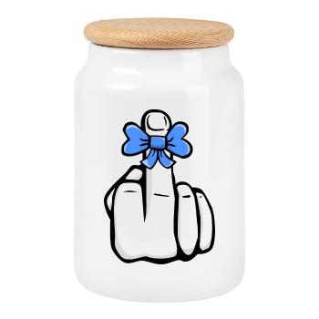 Va te faire foutre! Majeur! Icône cool mignonne bow - Boîte à biscuits avec couvercle en bois - blanc - Devant