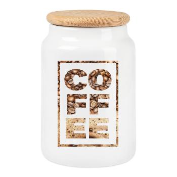 Kaffee Spruch Kaffeetrinker Kaffeebohnen Koffein - Keksdose mit Holzdeckel - Weiß - Vorne