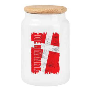 Denmark flag - Cookie Jar with Wooden Lid - white - Front