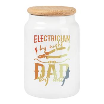 Électricien Papa - Boîte à biscuits avec couvercle en bois - blanc - Devant