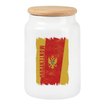 Montenegro Flagge - Keksdose mit Holzdeckel - Weiß - Vorne