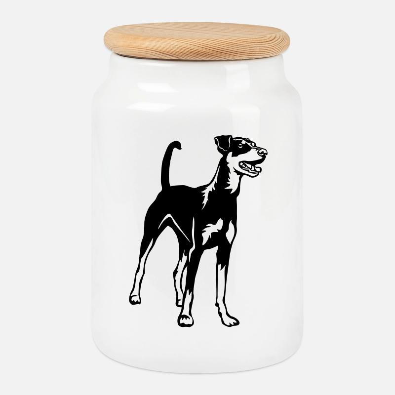 Deutscher Pinscher - Keksdose mit Holzdeckel - Weiß