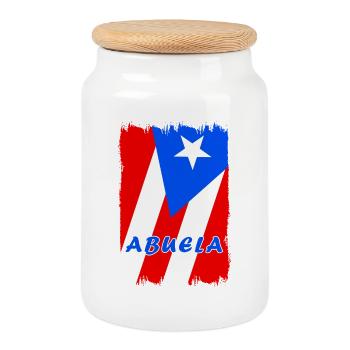 Drapeaux de grand-mère de Porto Rico - Boîte à biscuits avec couvercle en bois - blanc - Devant