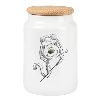 Le chat forme un cœur I Cadeau d’amis chats - Boîte à biscuits avec couvercle en bois - blanc - Devant