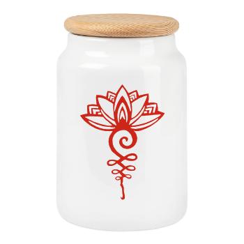 Lotus rouge éternel - Boîte à biscuits avec couvercle en bois - blanc - Devant