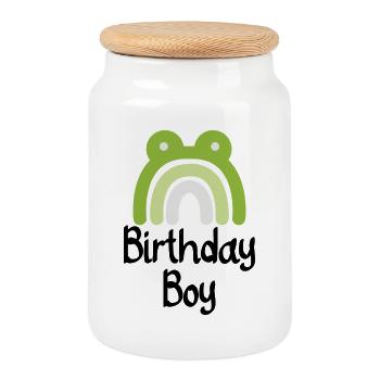 Verdant Rainbow Frog - Cookie Jar with Wooden Lid - white - Front