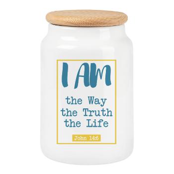 The Way, the Truth, the Life - Cookie Jar with Wooden Lid - white - Front