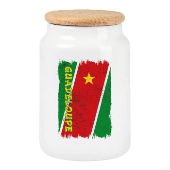 Drapeau de Guadeloupe - Boîte à biscuits avec couvercle en bois - blanc - Devant