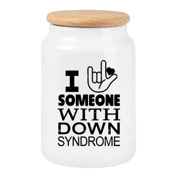 Down syndrome lovers - Cookie Jar with Wooden Lid - white - Front