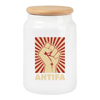 Antifa - Cookie Jar with Wooden Lid - white - Front