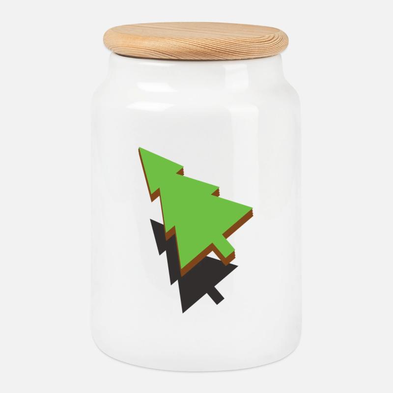 3d Christmas Tree - Cookie Jar with Wooden Lid - white