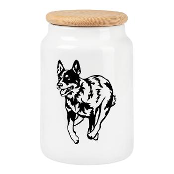 Australian Cattle Dog - Cookie Jar with Wooden Lid - white - Front