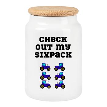 Tractor Tractor Sixpack - Cookie Jar with Wooden Lid - white - Front