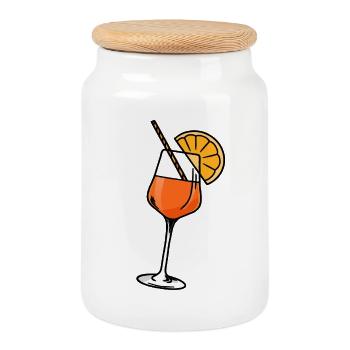 Apéritif Cocktail Aperoli Verre - Boîte à biscuits avec couvercle en bois - blanc - Devant
