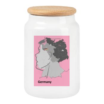 Germany in Gradient with Artist's Motif - Cookie Jar with Wooden Lid - white - Front