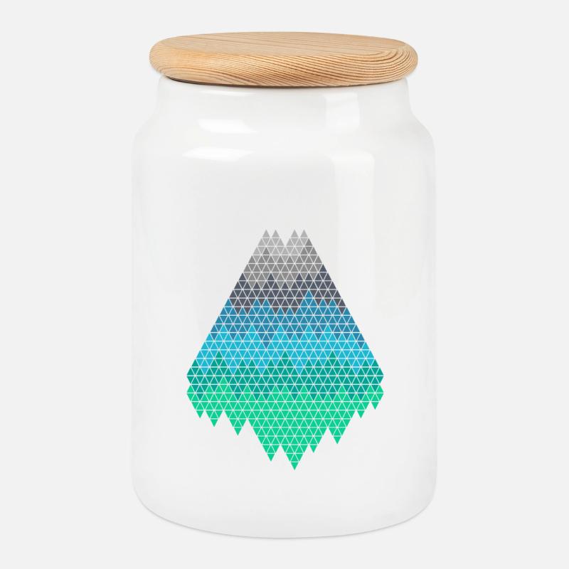 Pixel Berge - Keksdose mit Holzdeckel - Weiß