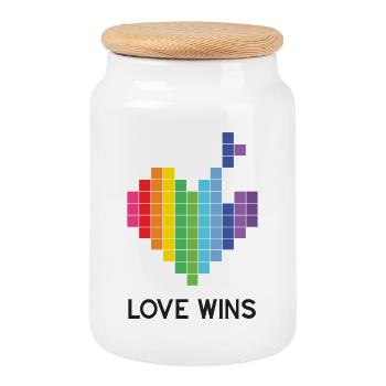 Pride Month LGBT - Love Wins - Cookie Jar with Wooden Lid - white - Front
