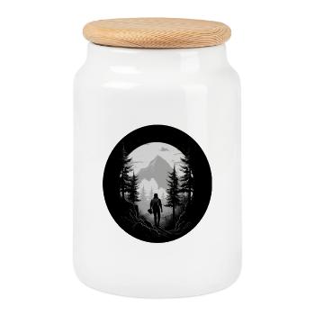 Randonneur à vie blanc - Boîte à biscuits avec couvercle en bois - blanc - Devant